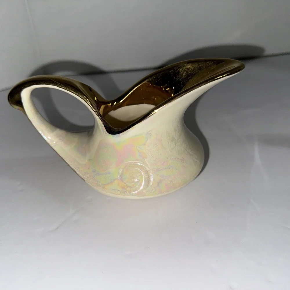 Vtg 22 Karat Gold‎ Leaf Creamer & Open Sugar Pearl China Co 1950's Lusterware